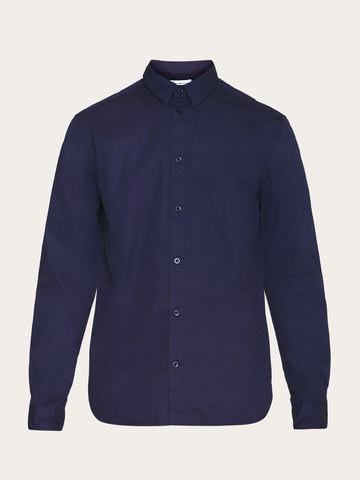 KnowledgeCotton Apparel - MEN ALF regular crispy cotton shirt - GOTS/Vegan Shirts 1001 Total Eclipse