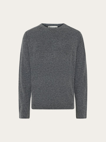 KnowledgeCotton Apparel - MEN Basic o-neck knit Knits 1073 Dark Grey Melange