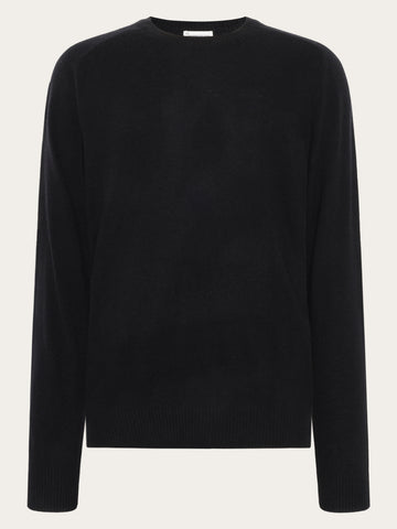 KnowledgeCotton Apparel - MEN Basic o-neck knit Knits 1300 Black Jet