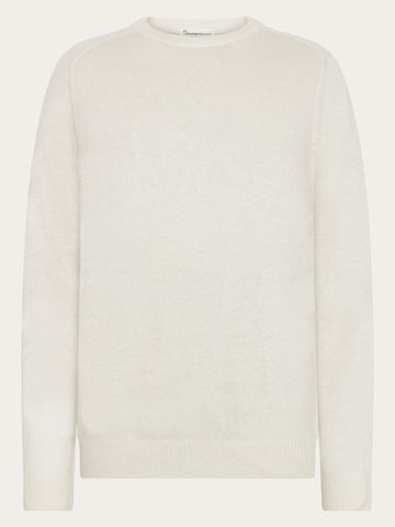KnowledgeCotton Apparel - MEN Basic o-neck knit Knits 1387 Egret