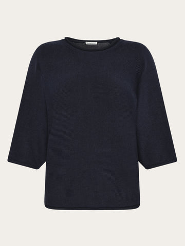 KnowledgeCotton Apparel - WMN Bat sleeve knit Knits 1412 Night Sky