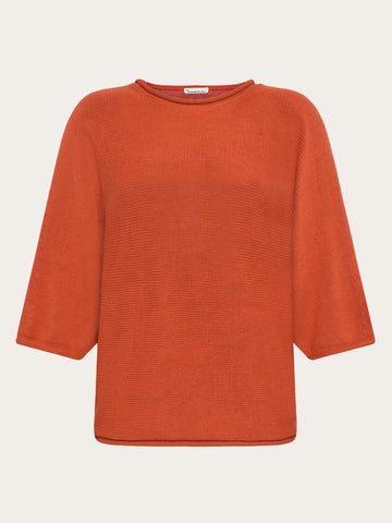 KnowledgeCotton Apparel - WMN Bat sleeve knit Knits 1488 Burnt Brick