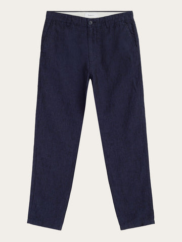 KnowledgeCotton Apparel - MEN Chuck regular linen pants Pants 1450 Yarndyed Total Eclipse