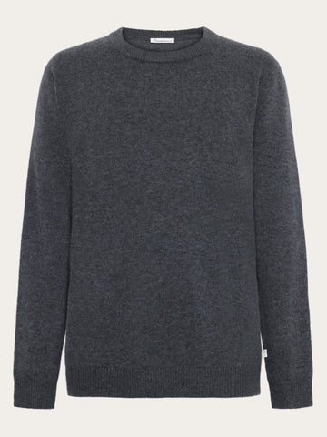 KnowledgeCotton Apparel - MEN Cashmere Crew Neck Knit RWS Knits 1073 Dark Grey Melange