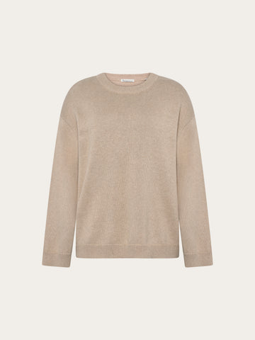 KnowledgeCotton Apparel - WMN Cashmere crew neck sweater Knits 1228 Light feather gray