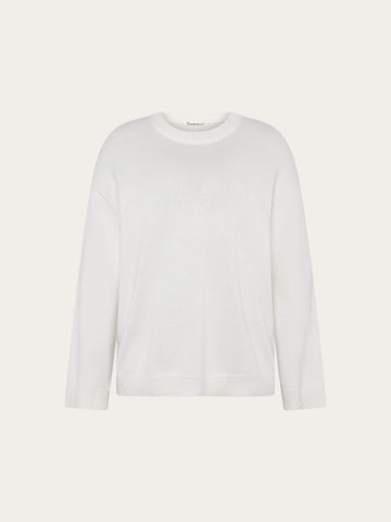 KnowledgeCotton Apparel - WMN Cashmere crew neck sweater Knits 1387 Egret