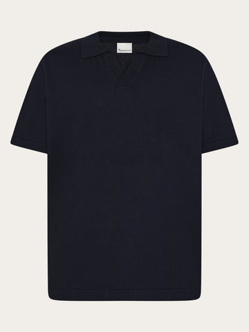 KnowledgeCotton Apparel - MEN Cashmere knit polo Polos 1412 Night Sky