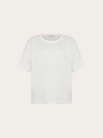 KnowledgeCotton Apparel - WMN Cashmere knit t-shirt Knits 1387 Egret