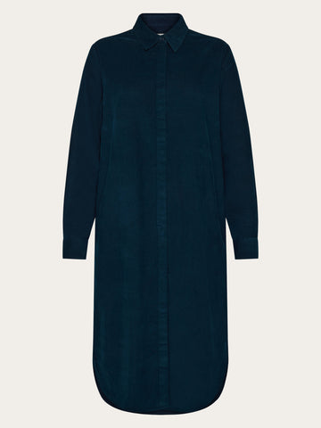 KnowledgeCotton Apparel - WMN Corduroy shirt dress Dresses 1001 Total Eclipse