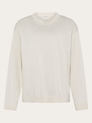 KnowledgeCotton Apparel - WMN Cotton-blend sweater Knits 1387 Egret