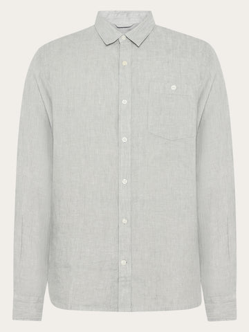 KnowledgeCotton Apparel - MEN Custom fit linen shirt Shirts 1496 Ultimate Grey - Yarndyed