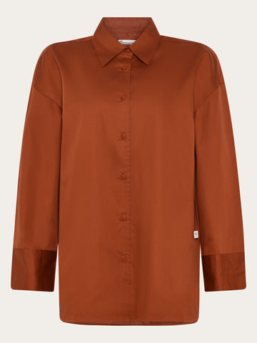 KnowledgeCotton Apparel - WMN Dew relaxed shirt Shirts 1488 Burnt Brick