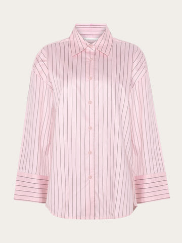 KnowledgeCotton Apparel - WMN Dew relaxed stripe shirt Shirts 8025 Red Stripe