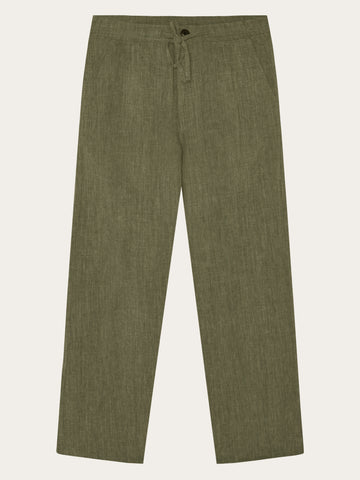 KnowledgeCotton Apparel - MEN Fig loose linen blend pants Pants 1068 Burned Olive