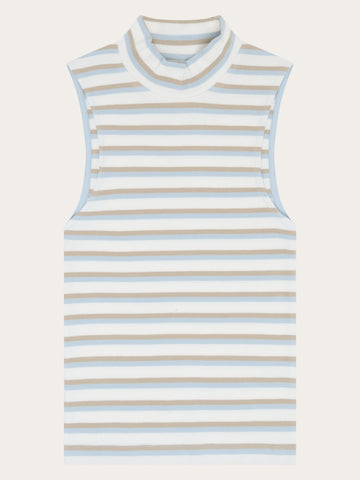 KnowledgeCotton Apparel - WMN High neck rib top T-shirts 8032 Multi color stripe