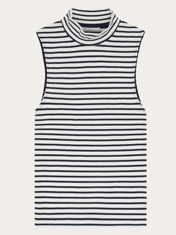 KnowledgeCotton Apparel - WMN High neck rib top T-shirts 8036 Navy