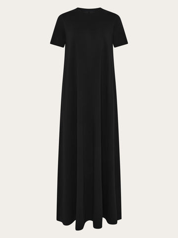 KnowledgeCotton Apparel - WMN Jersey maxi dress Dresses 1300 Black Jet