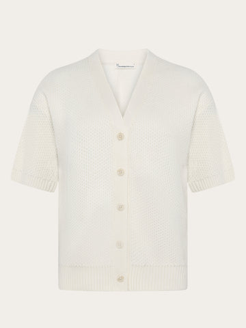 KnowledgeCotton Apparel - WMN Knit cardigan Knits 1387 Egret