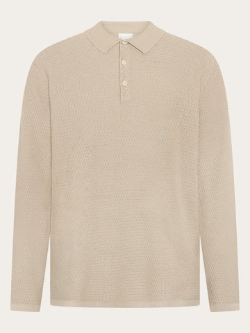 KnowledgeCotton Apparel - MEN Knitted polo Polos 1228 Light feather gray