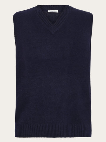 KnowledgeCotton Apparel - MEN Lambswool Vest Knit RWS Knits 1001 Total Eclipse