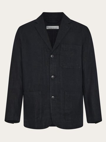 KnowledgeCotton Apparel - MEN Linen blazer Overshirts 1300 Black Jet