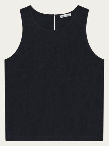 KnowledgeCotton Apparel - WMN Linen blend top T-shirts 1300 Black Jet