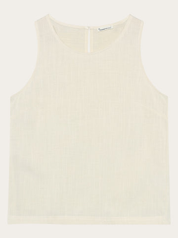 KnowledgeCotton Apparel - WMN Linen blend top T-shirts 1387 Egret