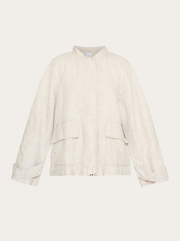 KnowledgeCotton Apparel - WMN Linen bomber jacket - GOTS/Vegan Jackets 1228 Light feather gray