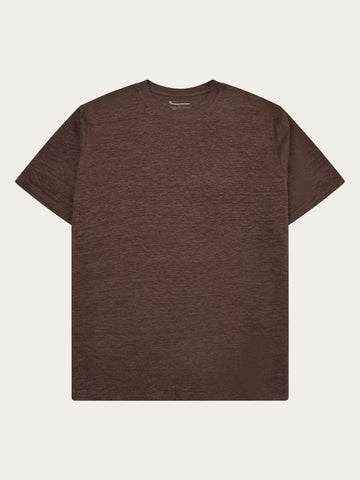 KnowledgeCotton Apparel - MEN Linen t-shirt T-shirts 1489 Shaved Chocolate