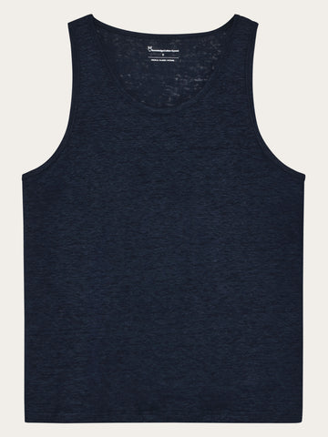 KnowledgeCotton Apparel - WMN Linen tank top T-shirts 1001 Total Eclipse