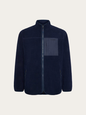 KnowledgeCotton Apparel - MEN Loose Fit Zip Fleece Fleeces 1412 Night Sky