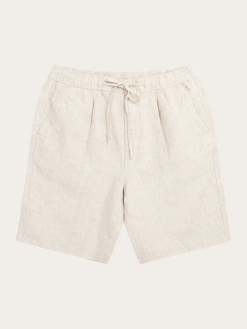 KnowledgeCotton Apparel - MEN Loose Linen shorts Shorts 1449 Yarndyed Light feather gray