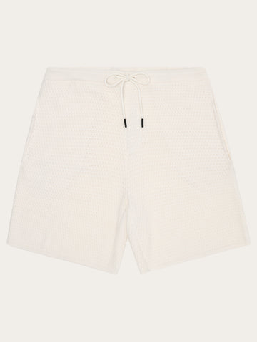 KnowledgeCotton Apparel - MEN Loose knit shorts Shorts 1387 Egret