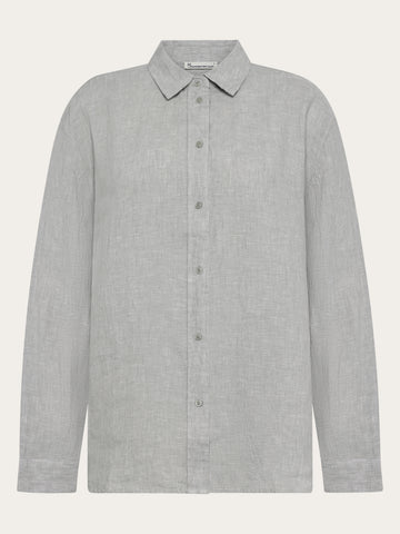 KnowledgeCotton Apparel - WMN Loose linen shirt Shirts 1496 Ultimate Grey - Yarndyed