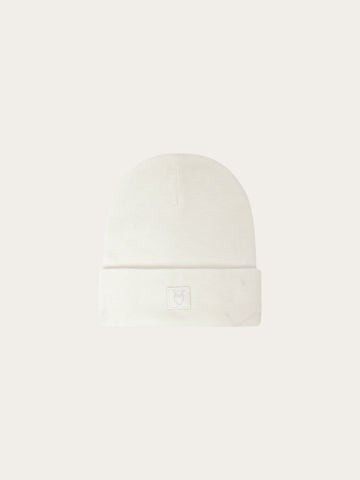 KnowledgeCotton Apparel - UNI Merino double layer badge beanie Hats 1387 Egret