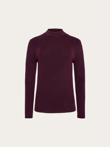 KnowledgeCotton Apparel - WMN Merino rib mock neck long sleeve t-shirt Knits 1281 Fig