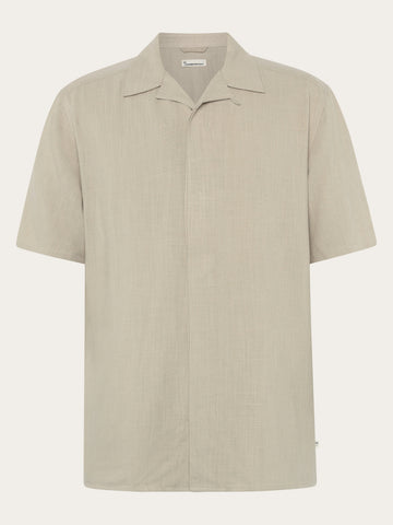KnowledgeCotton Apparel - MEN Moss relaxed linen blend short sleeve shirt Shirts 1228 Light feather gray