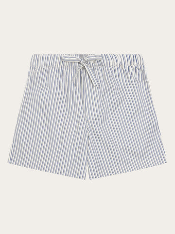 KnowledgeCotton Apparel - WMN Nova relaxed satin shorts Shorts 8021 Blue stripe