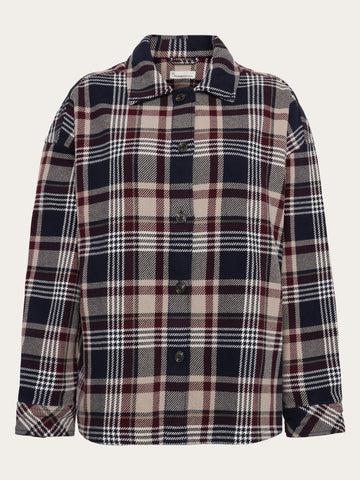 KnowledgeCotton Apparel - WMN Organic Cotton Checked Flannel Overshirt GOTS Overshirts 7030 Beige check