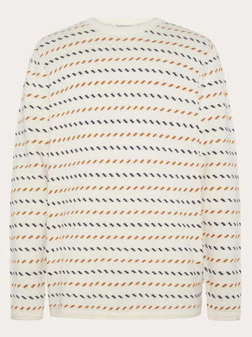 KnowledgeCotton Apparel - MEN Organic Cotton Jacquard Knit - Regenerative Organic Certified™ - GOTS/Vegan Knits 1387 Egret
