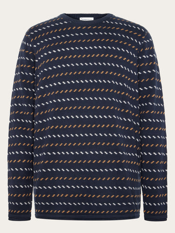 KnowledgeCotton Apparel - MEN Organic Cotton Jacquard Knit - Regenerative Organic Certified™ - GOTS/Vegan Knits 1412 Night Sky