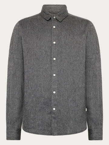 KnowledgeCotton Apparel - MEN Organic Cotton Mélange Shirt GOTS Shirts 1487 Chocolate Torte