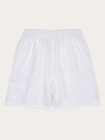 KnowledgeCotton Apparel - WMN Posey wide linen shorts Shorts 1010 Bright White