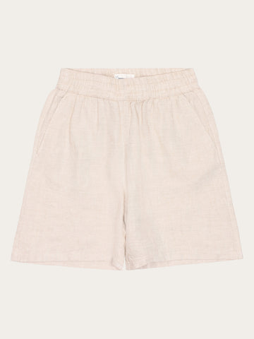 KnowledgeCotton Apparel - WMN Posey wide linen shorts Shorts 1449 Yarndyed - Light feather gray