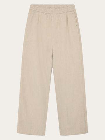 KnowledgeCotton Apparel - WMN Posey wide linen blend pants Pants 1228 Light feather gray
