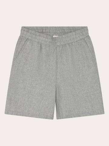 KnowledgeCotton Apparel - WMN Posey wide linen shorts Shorts 1496 Ultimate Grey - Yarndyed