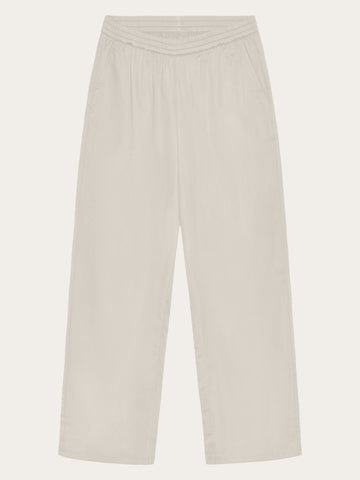 KnowledgeCotton Apparel - WMN Posey wide satin pants Pants 1387 Egret