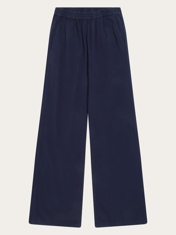 KnowledgeCotton Apparel - WMN Posey wide seersucker pants Pants 1412 Night Sky