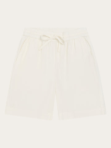 KnowledgeCotton Apparel - WMN Posey wide seersucker shorts Shorts 1387 Egret