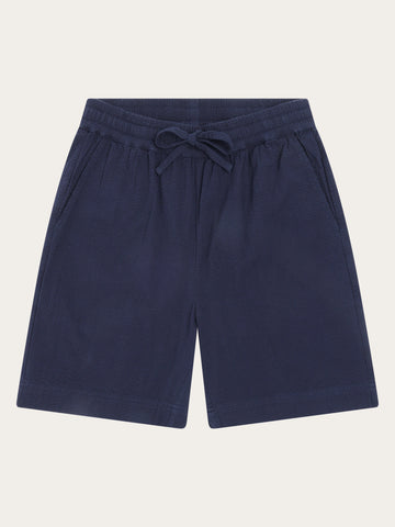 KnowledgeCotton Apparel - WMN Posey wide seersucker shorts Shorts 1412 Night Sky